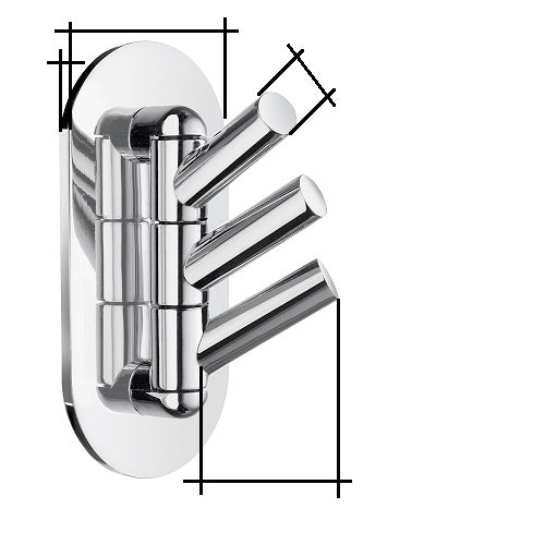 Dreierhaken Chrom BK1023 zum Kleben