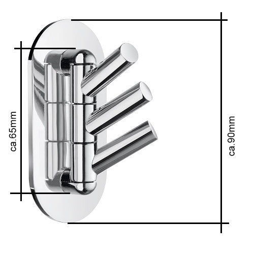 Dreierhaken Chrom BK1023 zum Kleben