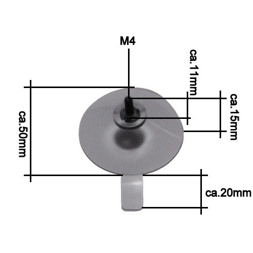 Saugnäpfe mit Gewinde M4 x 11mm (3 Stück)