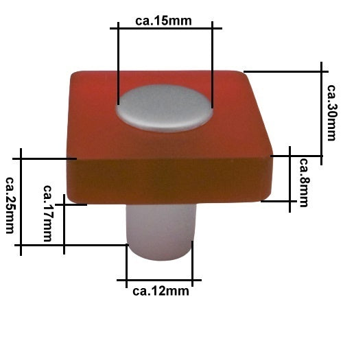 Knopf Quadrat Glasoptik M4 x 6mm