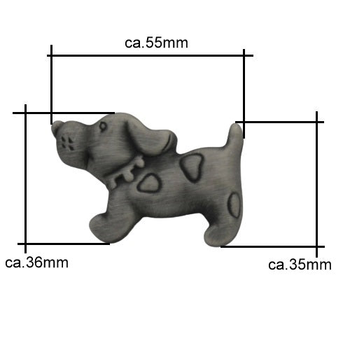 Knopf Hund M 4 x 6mm gebürstet
