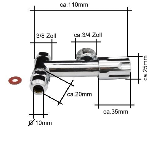 Geräteventil Eckfix mit Rückflusverhinderer 3/8" IG x3/4" AGx 3/8x10mm