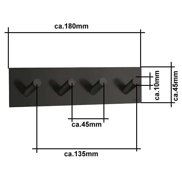 4er Hakenleiste Schwarz BB1096 Retourenware