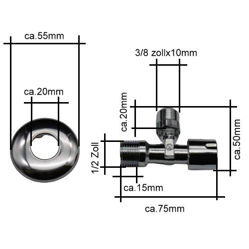 Eckventil 1/2"x10mm Chrom