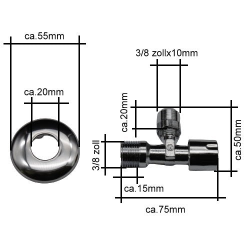 Eckventil 3/8"x10mm Chrom