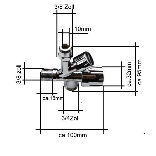 Kombi-Eckventil 3/8" x 3/4" x 10mm