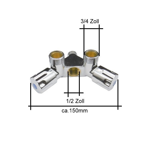 Gerätedoppelventil 1/2"AG x 1/2" IG x 2x 3/4"AG