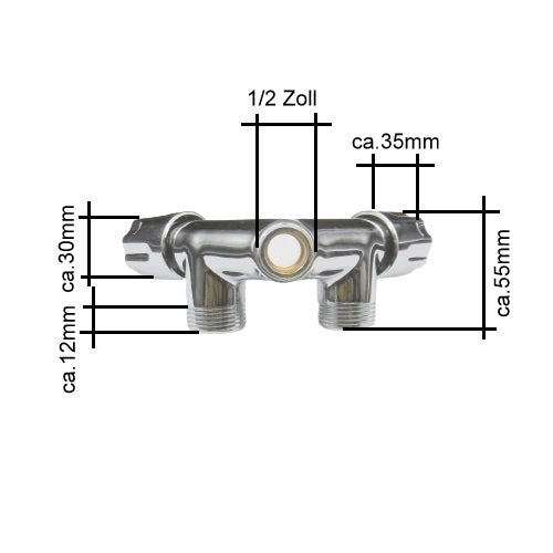 Gerätedoppelventil 1/2"AG x 1/2" IG x 2x 3/4"AG