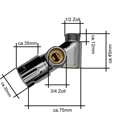 Nebenanschlussventil 1/2 Zoll mit Rückflussverhinderer