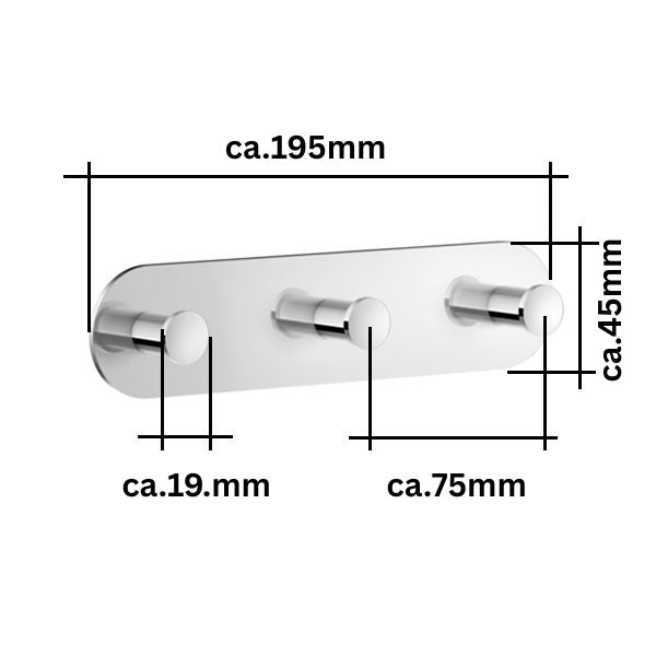 Dot - 3er Hakenleiste Chrom TK359