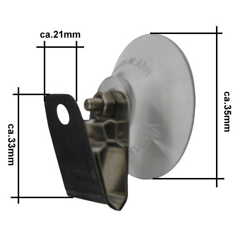 Saugnäpfe mit Edelstahlclip 35mm (2 Stück)